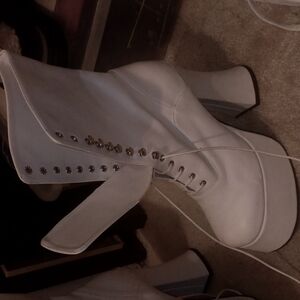 White Pleaser Platform Boots